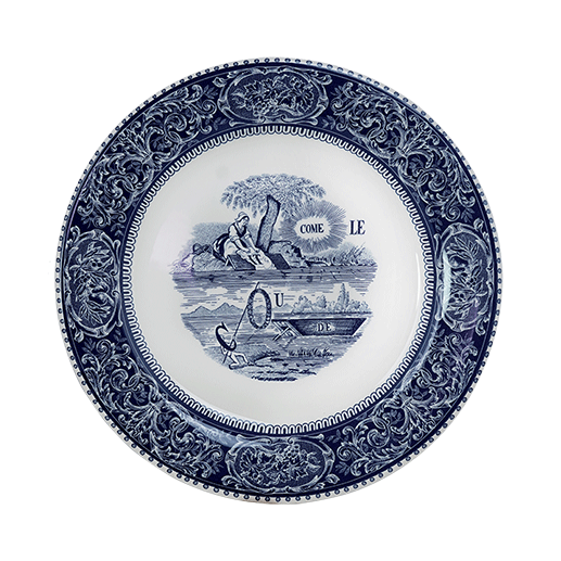 Coffret de 4 assiettes plates rébus - Les dépareillées bleu