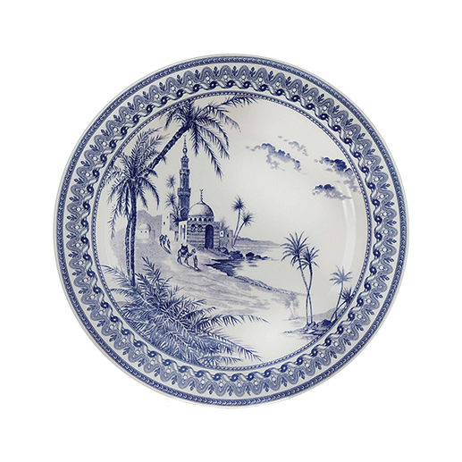 Coffret de 4 assiettes plates vues d'Orient - Les dépareillées bleu