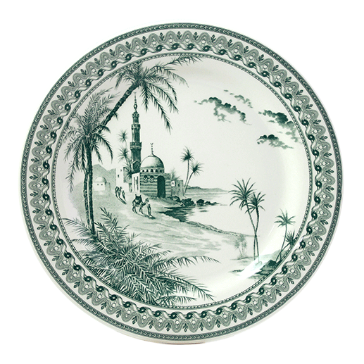 Coffret de 4 assiettes plates vues d'Orient - Les dépareillées vert 