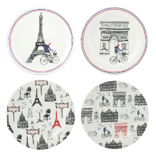 Ça C'est Paris - Coffret de 4 assiettes canapés assorties