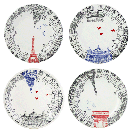 Ça c'est Paris - Coffret de 4 assiettes dessert assorties