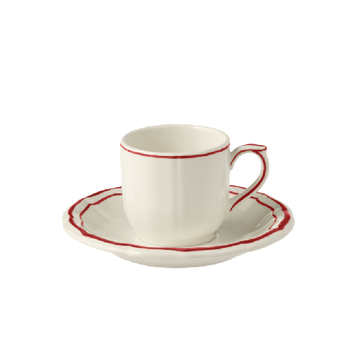 Box of 2 espresso cups & saucers - Filet Red