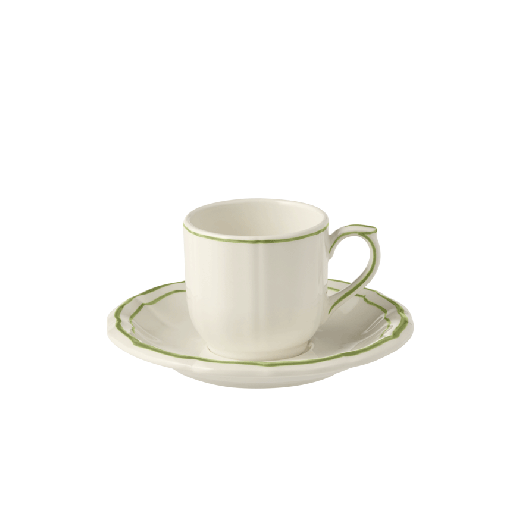 Box of 2 espresso cups & saucers - Filet Green