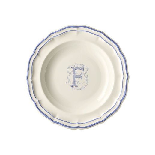 Assiette creuse F - Filet Bleu Monogrammé
