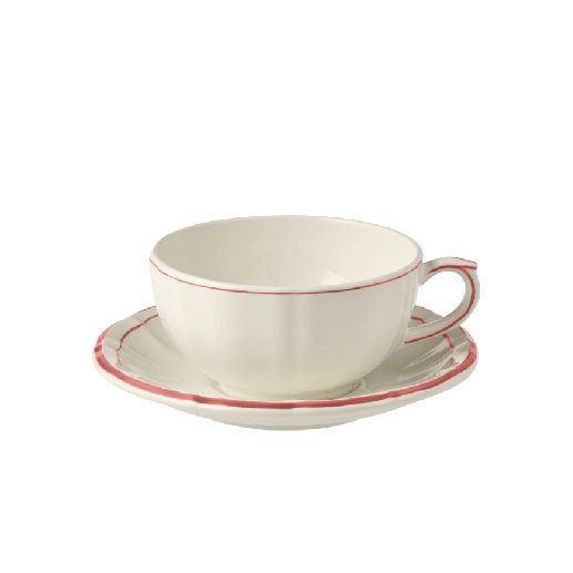 Box of 2 breakfast cups & saucers - Filet Coral