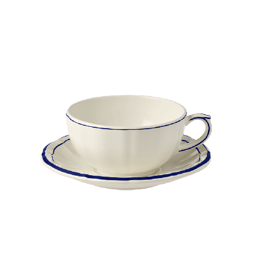 Box of 2 breakfast cups & saucers - Filet Cobalt 
