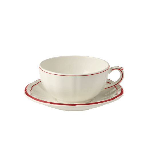 Box of 2 breakfast cups & saucers - Filet Red