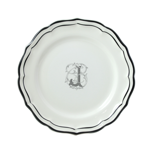 Dessert plate J - Filet Midnight Monogramm