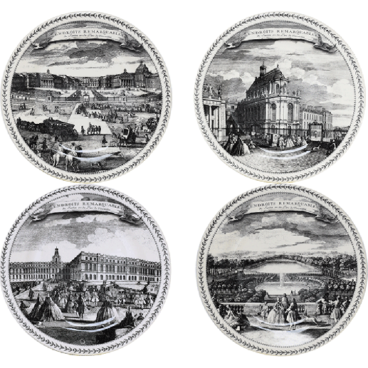 Box of 4 dessert plates assorted - Endroits remarquables