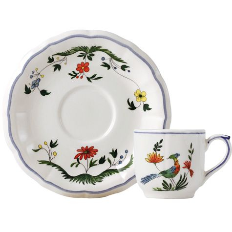Box of 2 espresso cups & saucers - Oiseaux de paradis