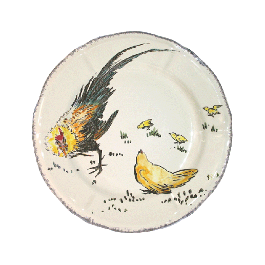 Dessert plate - rooster & hen - Grands Oiseaux - Ø 23,2 cm
