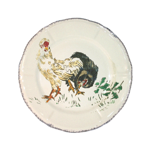 Dessert plate - black & white hens - Grands Oiseaux - Ø 23,2 cm