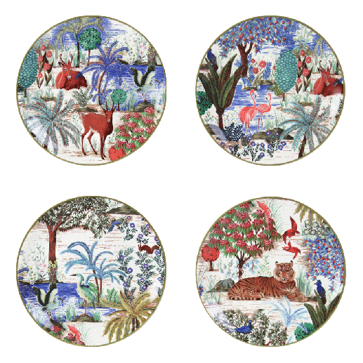 Set of 4 canape plates assorted - Jardin du Palais