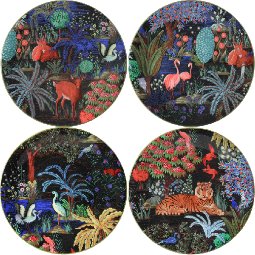 Set of 4 assorted dessert plates