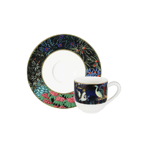 Box of 2 espresso cups & saucers - Le jardin du palais 