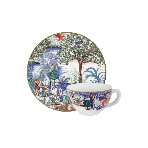 Set of 2 tea cups and saucers