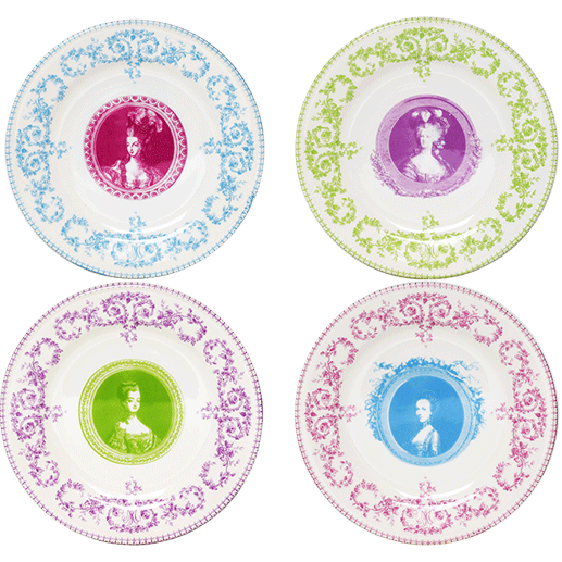 Coffret de 4 assiettes à dessert assorties - Marie-Antoinette