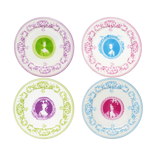 Coffret de 4 assiettes mignardises assorties - Marie-Antoinette