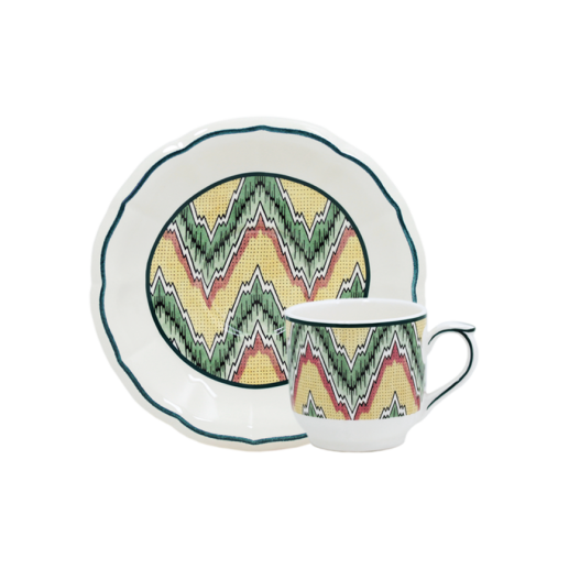 Set of 2 coffee cups and saucers - Dominoté - 8,5 cl. Ø 14 cm