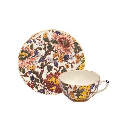Tea cup and saucer - Pivoines