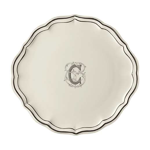 Plat à gâteaux filet manganèse monogrammé C - Ø 31,7 cm