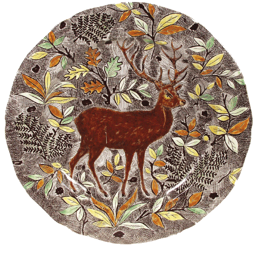 Round Flat Dish - deer