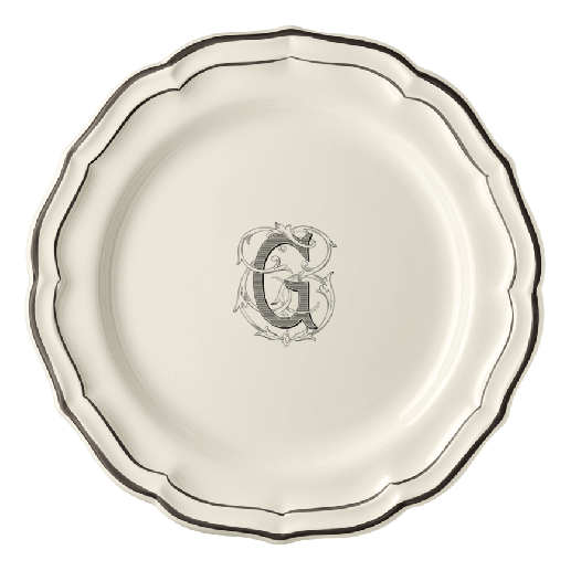 Dinner plate G  - Filet Midnight Monogram