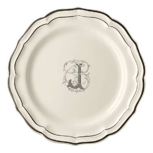 Dinner plate J - Filet Midnight Monogram