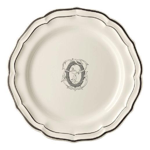 Dinner plate O - Filet Midnight Monogram