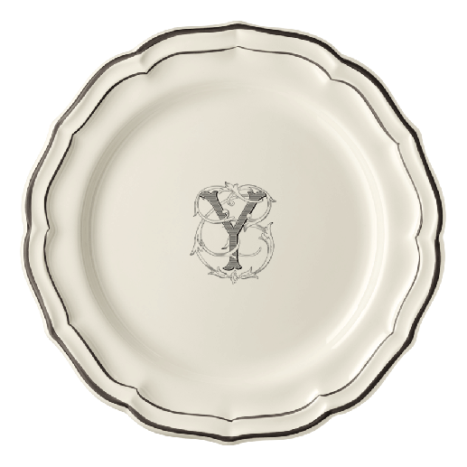 Dinner plate Y - Filet Midnight Monogramm