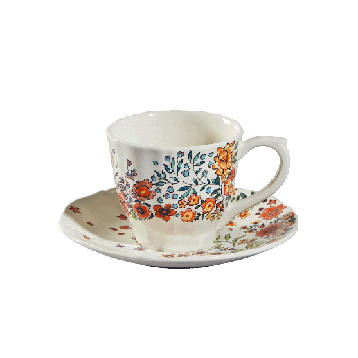 Box of 2 US tea cups & saucers - Poésie 
