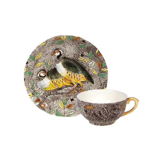 Tasse et soucoupe thé Perdrix - Rambouillet - 20 cl