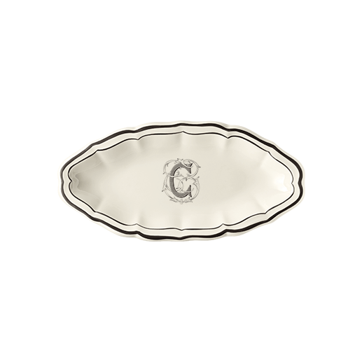 Ravier filet monogrammé manganèse C - 26,5 x 13,2 cm