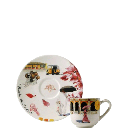 Box of 2 espresso cups & saucers - Route des Indes
