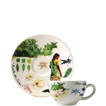 Box of 2 tea cups & saucers - Route des Indes