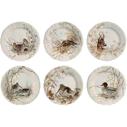 Assorted Dessert Plates, Game - set of 6