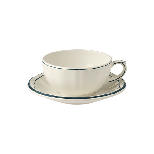 Box of 2 breakfast cups & saucers - Filet Ocean Blue