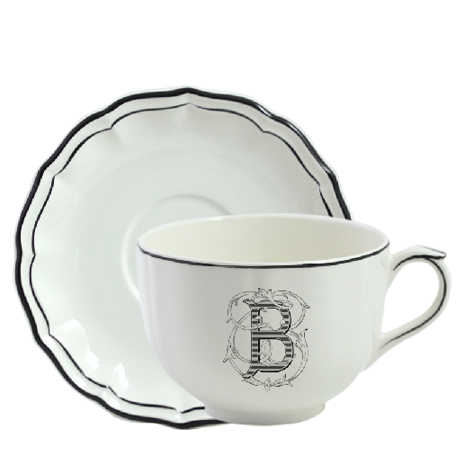 Jumbo cup & saucer B - Filet Midnight Monogram