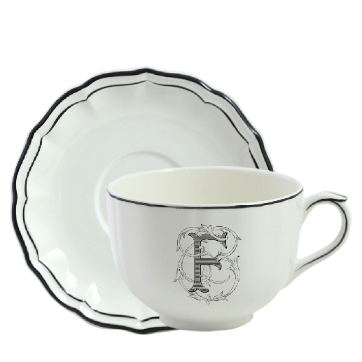 Jumbo cup & saucer F - Filet Midnight Monogram