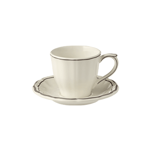 Box of 2 US tea cups & saucers - Filet Taupe