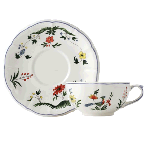 Box of 2 tea cups & saucers - Oiseaux de paradis