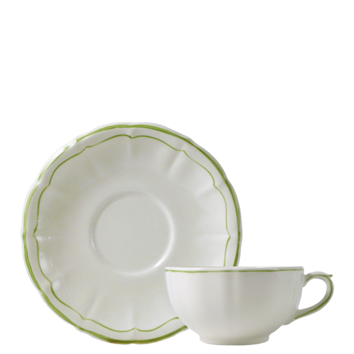 Box of 2 breakfast cups & saucers - Filet Green