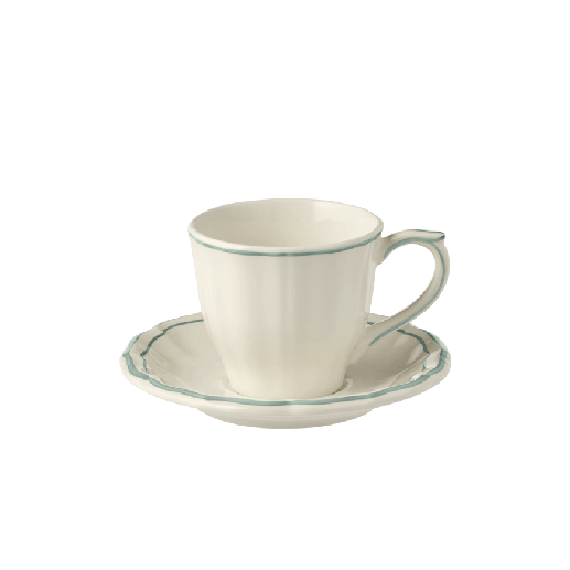 Box of 2 US tea cups & saucers - Filet Earth Grey