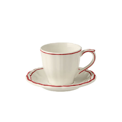 Box of 2 US tea cups & saucers - Filet Red