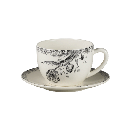 Jumbo cup and saucer - Tulipes Noires - 45 cl. Ø18,8 cm. H 8,5 cm