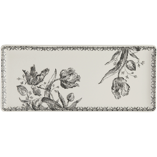 Oblong serving tray - Tulipes Noires - 36 x 15,5 cm