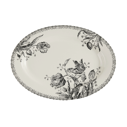 Oval platter - Tulipes Noires - 37 x 26 cm