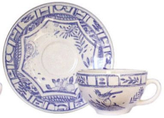 Box of 2 breackfast cups & saucers - Oiseau bleu