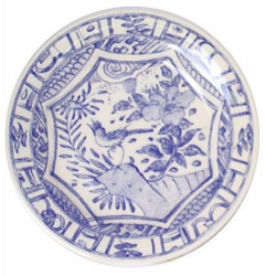 Box of 4 dinner plates - Oiseau bleu