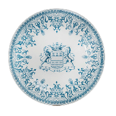 Coffret de 4 assiettes plates blason - Les dépareillées bleu 
